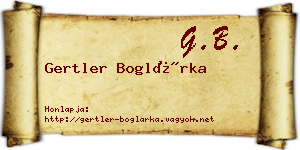 Gertler Boglárka névjegykártya